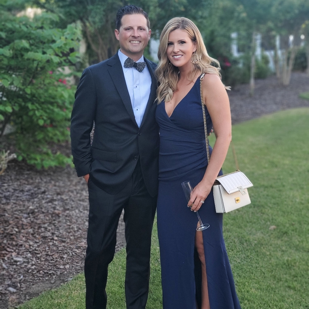 Dress the population navy maxi dress